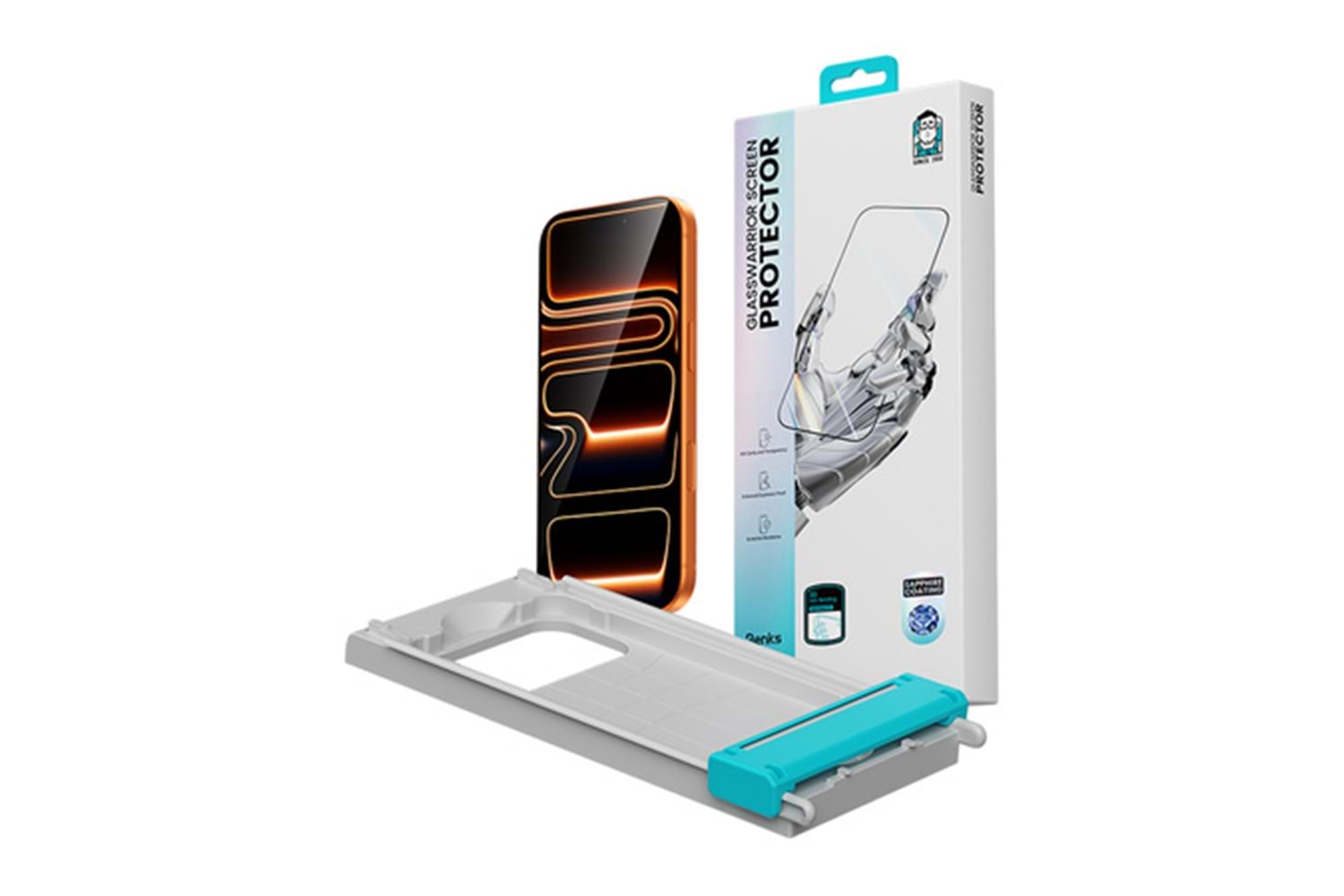 Benks Glass Warrior 2.0 Sapphire Coating Ez Fita İphone 17 Pro 0.25 Mm Ekran Koruyucu