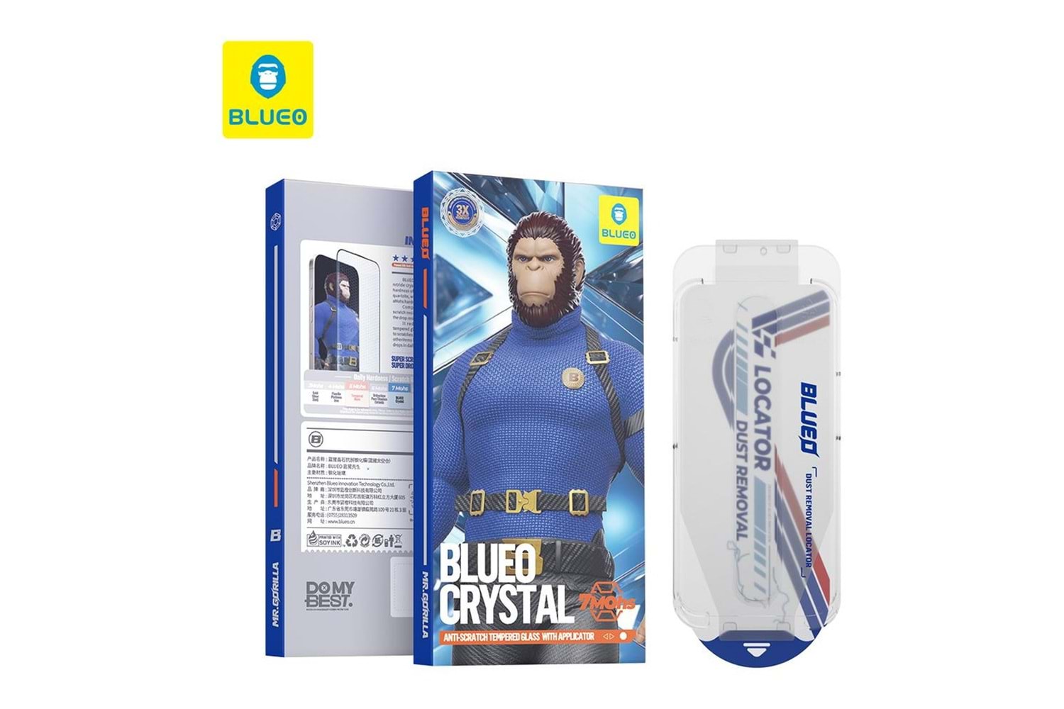 Blueo Crystal iPhone 17 Pro Max Uyumlu 7 MOhs Sertlik 3 Kat Çizilmeye Dayanıklı Cam Ekran Koruyucu Aparat