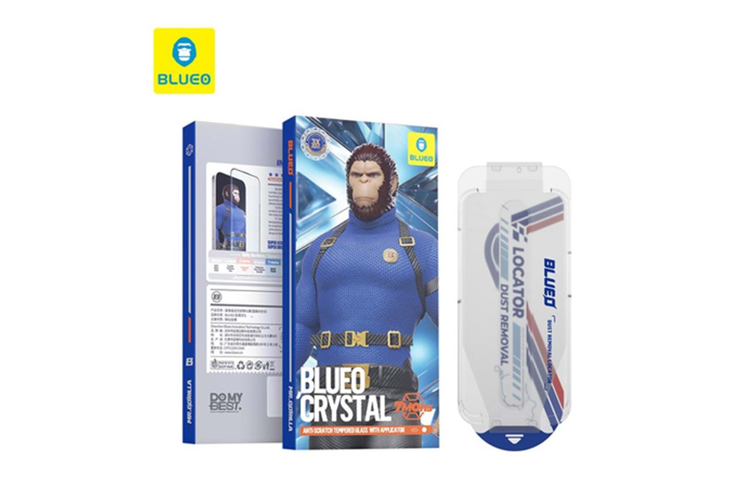 Blueo Crystal iPhone 17 Pro Max Uyumlu 7 MOhs Sertlik 3 Kat Çizilmeye Dayanıklı Cam Ekran Koruyucu Aparat