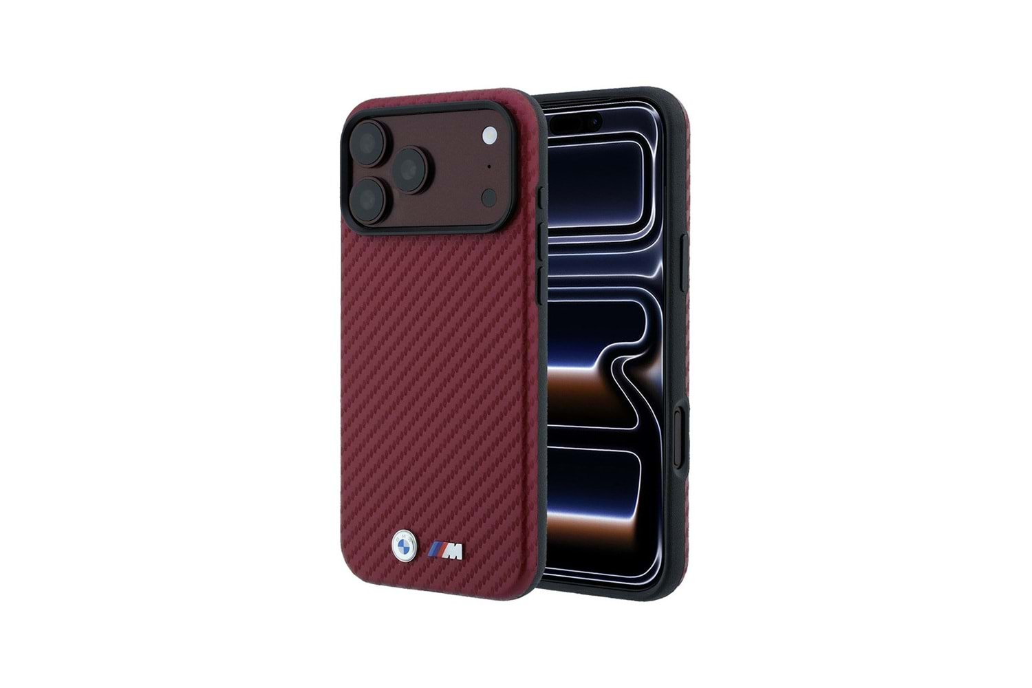 Apple iPhone 18 Pro Kılıf BMW Orjinal Lisanslı M-safe Şarj Özellikli PU Karbon Tasarımlı Metal Logolu Kapak