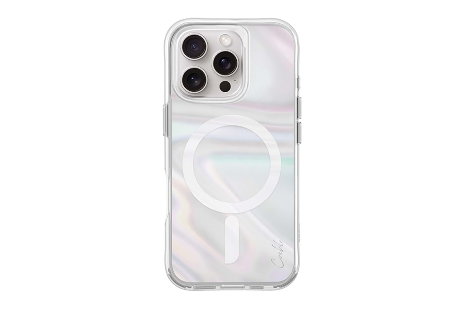 Apple iPhone 16 Pro Kılıf M-safe Şarj Özellikli Holografik Şeffaf Arka Yüzey Coehl Savon Kapak