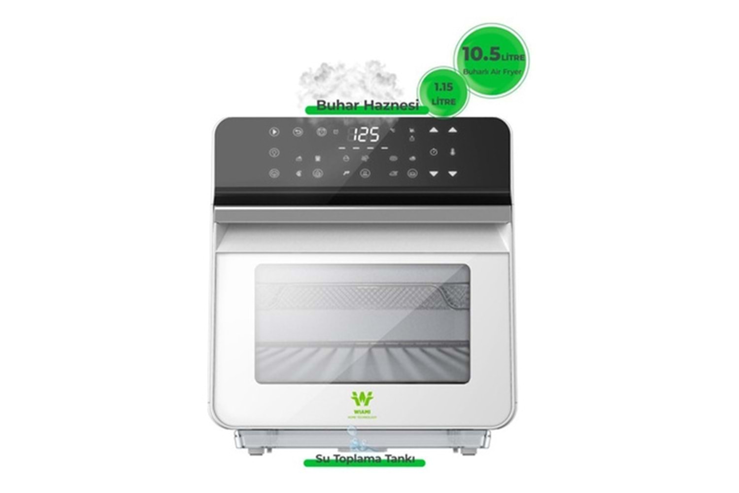Wiami Airfryer 10.5 L Buharlı Hava Fritözü SIFIR 24 AY GARANTİLİ BEYAZ