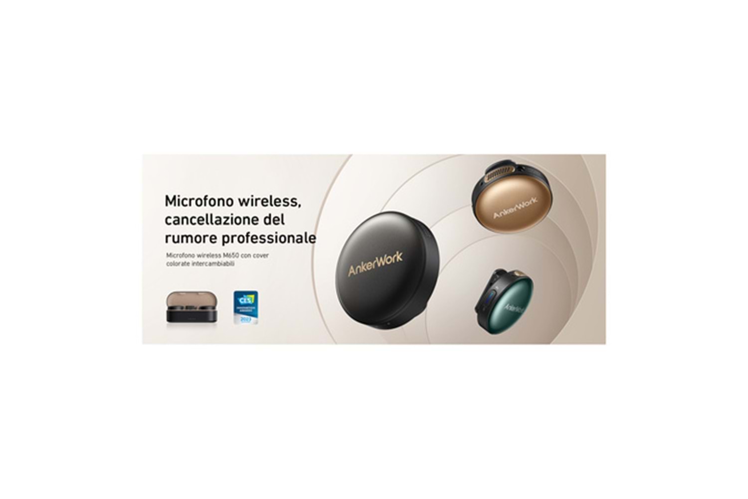 AnkerWork M650 Beyaz A3320 Yaka Mikrofonu