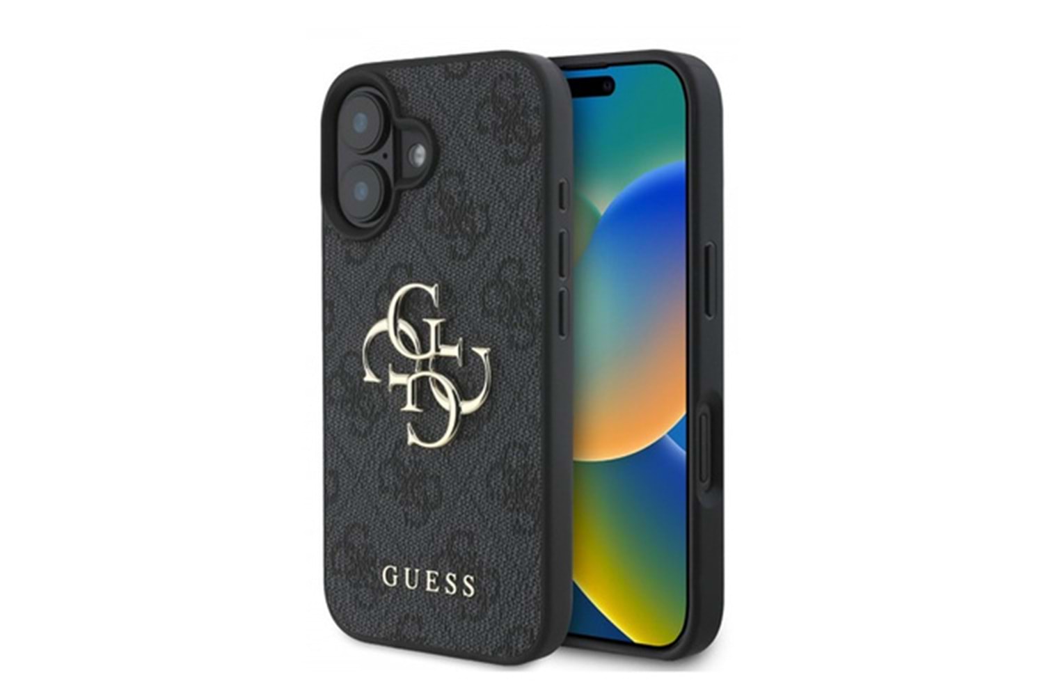 Apple iPhone 16 Plus Kılıf Guess Orjinal Lisanslı PU Deri 4G Desenli Metal Büyük 4G ve Yazı Logolu Kapak