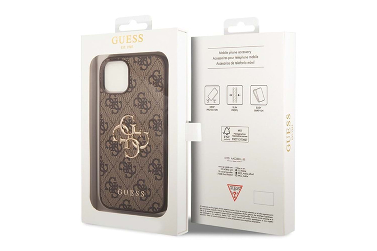 GUESS HC PU LEATHER 4G METAL LOGO BROWN IP15 GUHCP15S4GMGBR