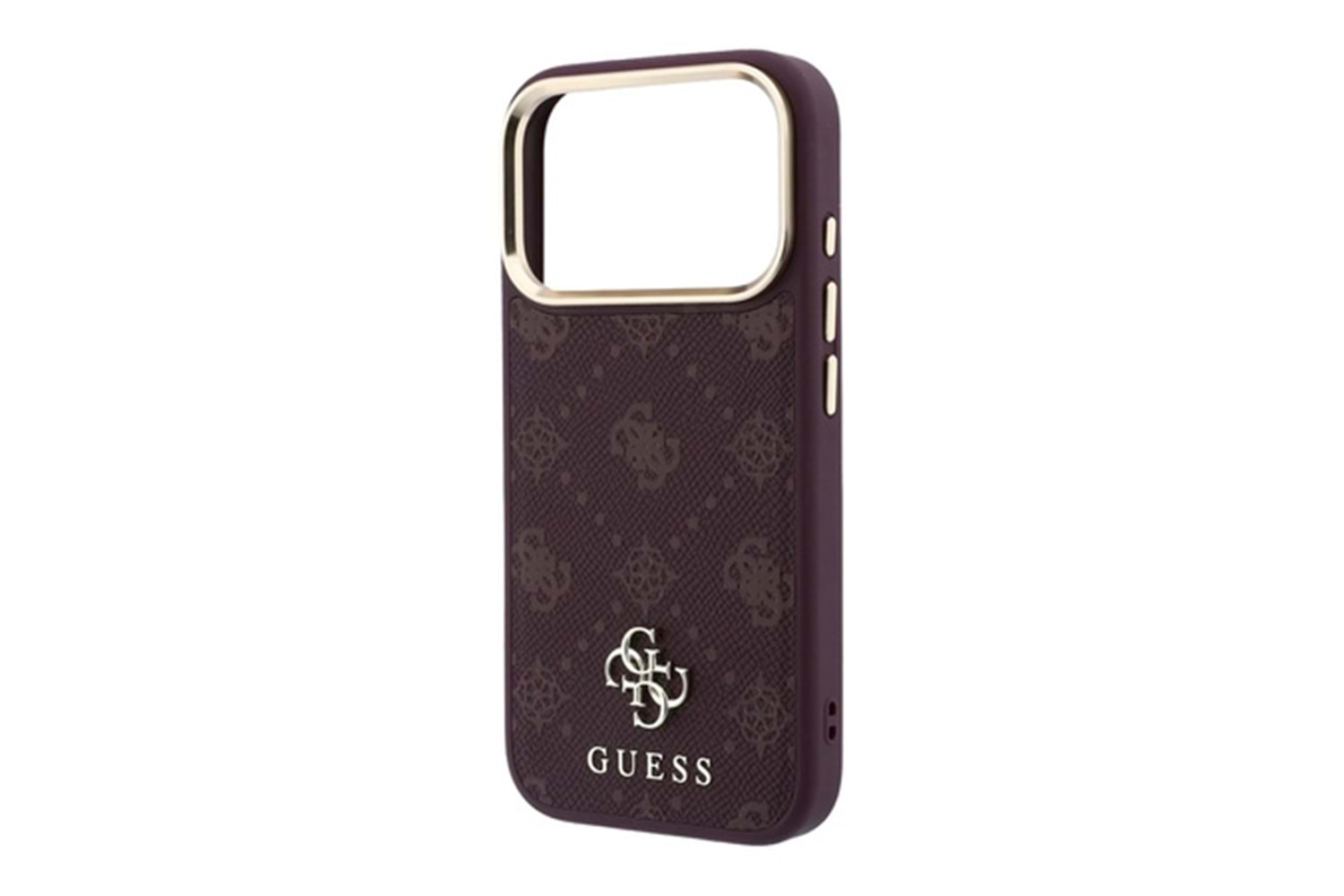 Apple iPhone 18 Pro Kılıf Guess Orjinal Lisanslı M-safe Şarj Özellikli Klasik Yazı ve 4G Logolu PU Deri Peony Kapak