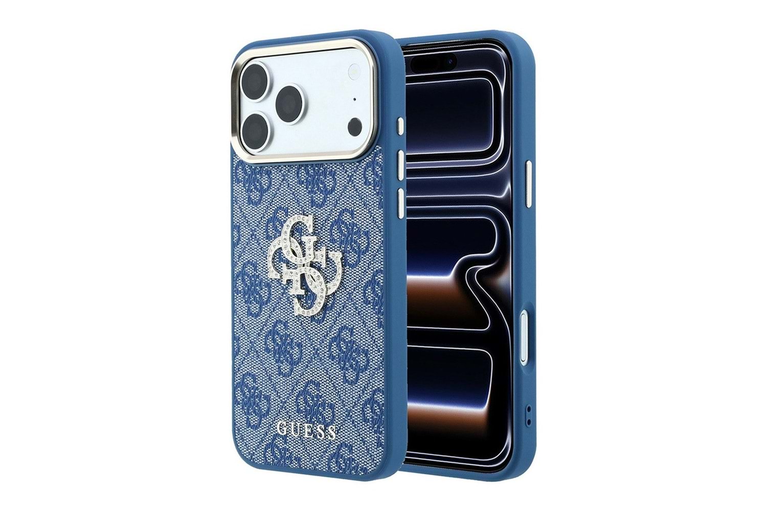 Apple iPhone 18 Pro Max Kılıf Guess Orjinal Lisanslı M-safe Şarj Özellikli Gül Desenli Simli Yazı Logolu Kapak