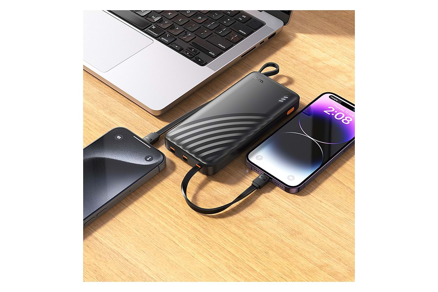 Hoco. J146 Night Tide 10.000mAh LED Göstergeli 4 Kablolu Powerbank