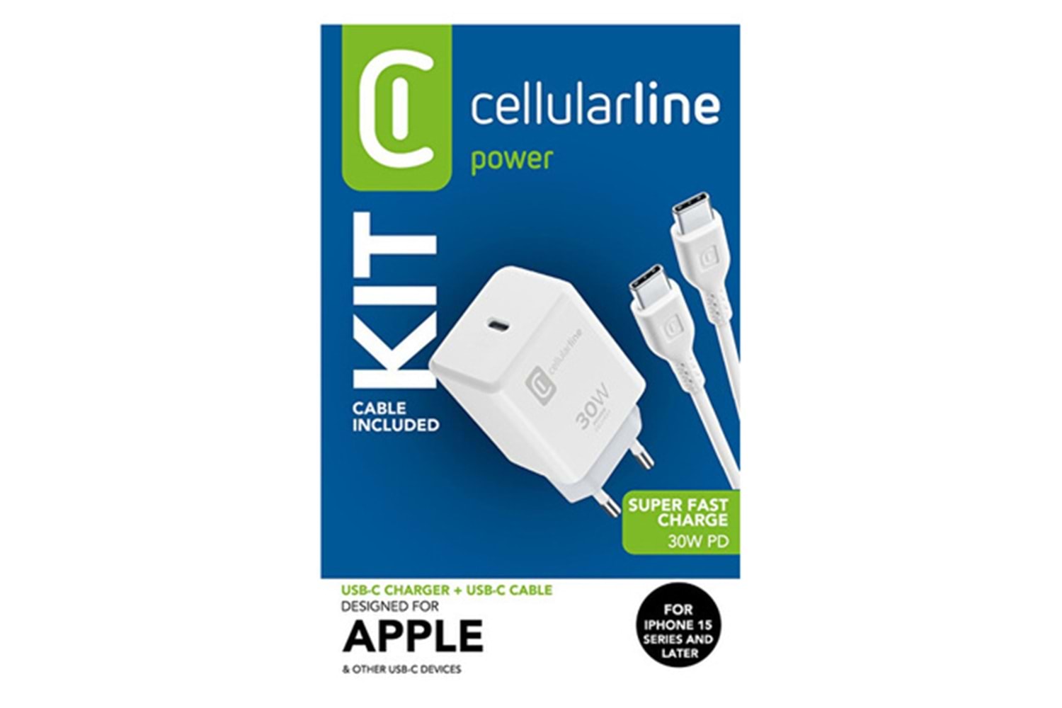 CELLULARLINE 30W Adaptör + C2C Kablo Şarj Kiti