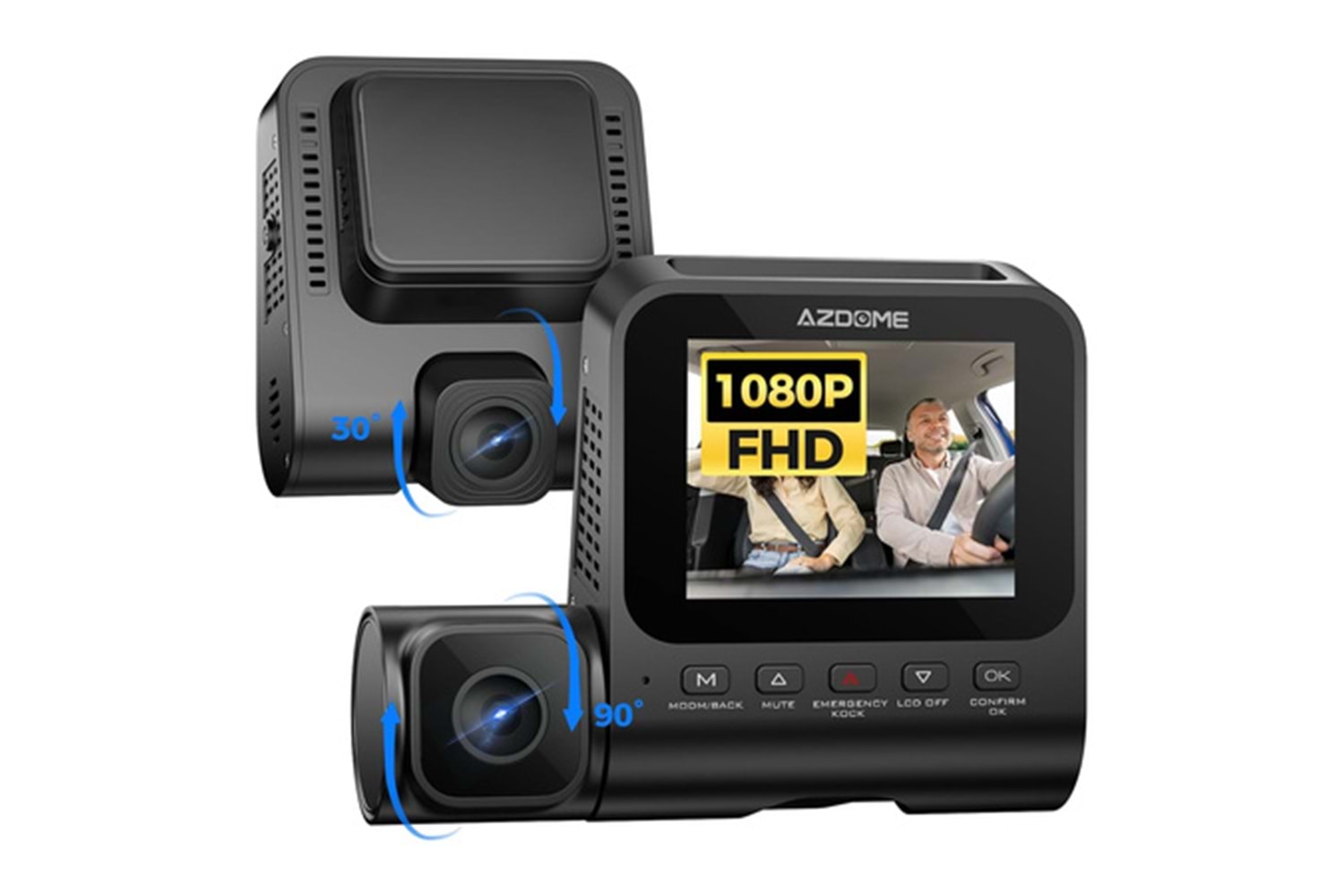 Azdome V600 Dash Cam 3 1080p front camera, 1080p indoor camera and VGA rear camera