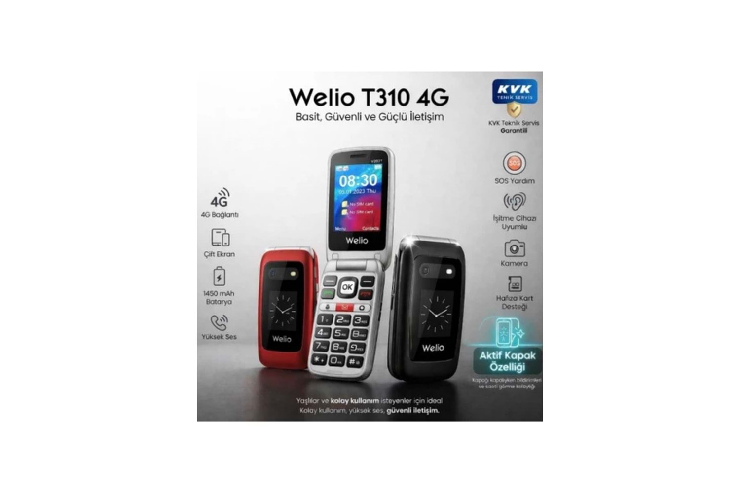 Welio Wkey T310 Tuşlu Cep Telefonu Siyah