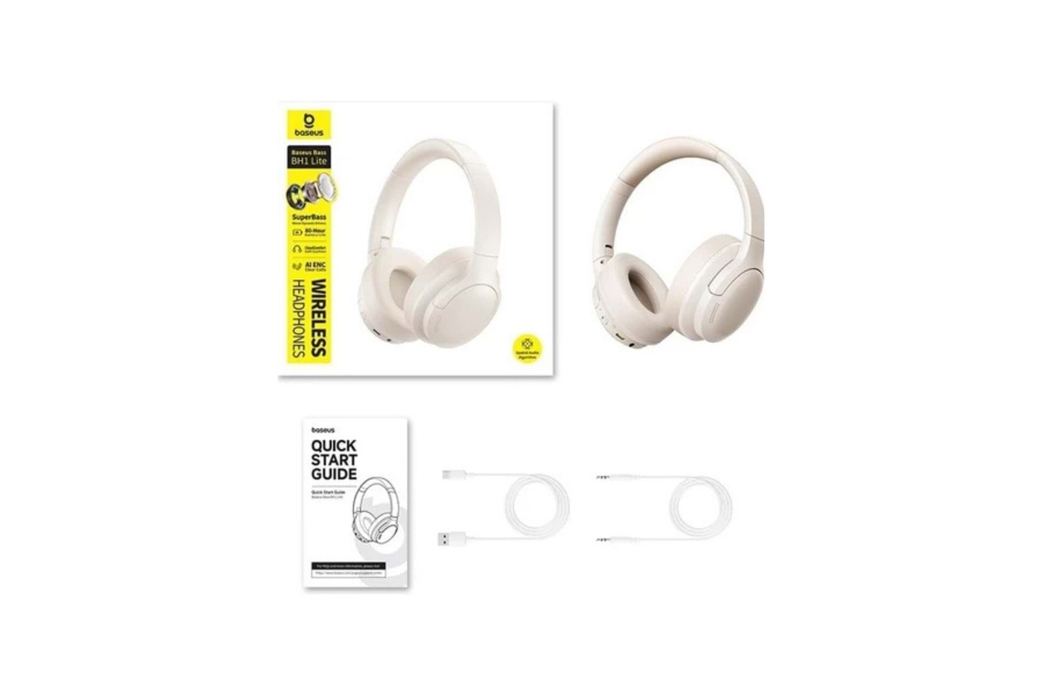 Baseus Bass BH1 Lite Beyaz Kulak Üstü Bluetooth Kulaklık