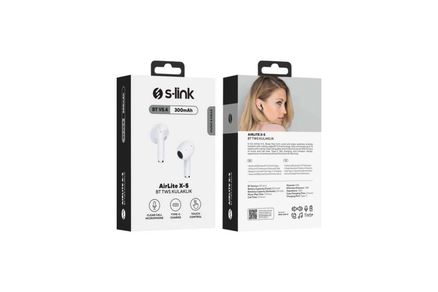 S-link Airlite X-5 Bluetooth V5.4 Mikrofonlu Kablosuz Kulaklık Beyaz