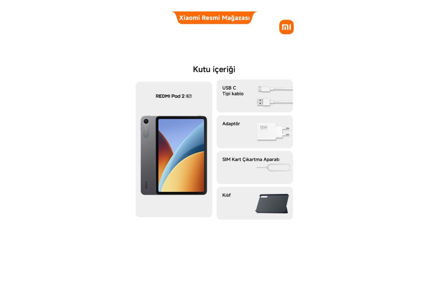 Xiaomi Redmi Pad 2 (9.7) 4GB RAM 64GB Gri (Xiaomi Türkiye Garantili)