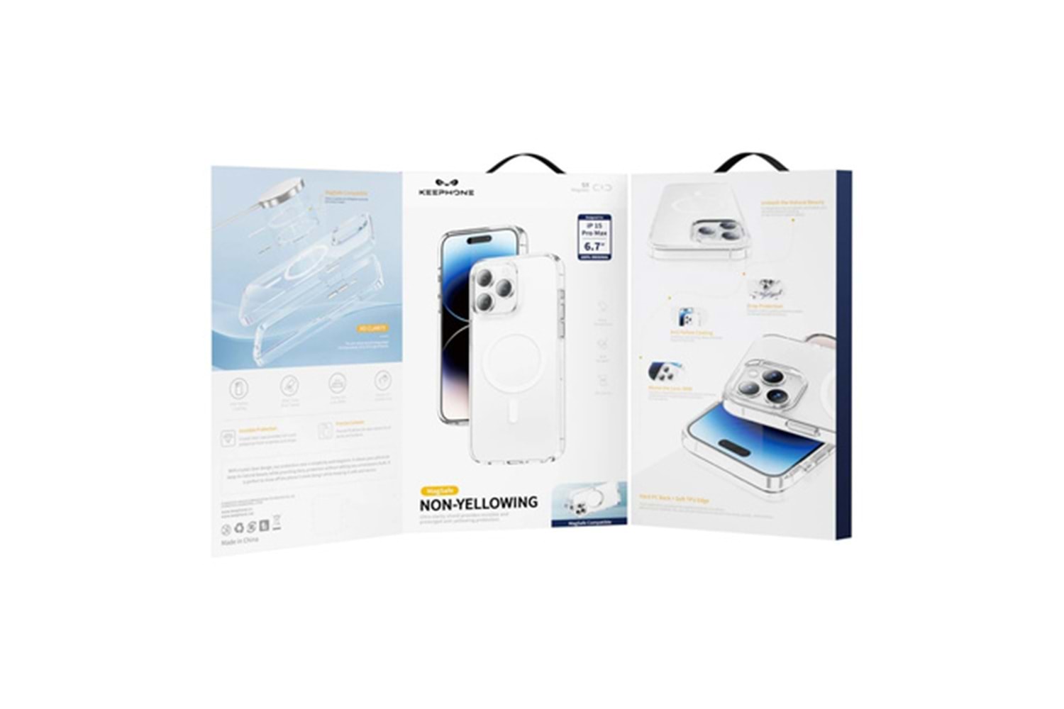 Keephone Apple iPhone 16 Non Yellow Şeffaf Magsafe Kılıf - Şeffaf