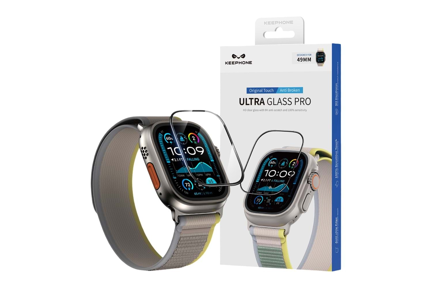 Keephone Apple Watch Ultra 49mm Ultra Glass Pro Saat Cam Ekran Koruyucu - Şeffaf