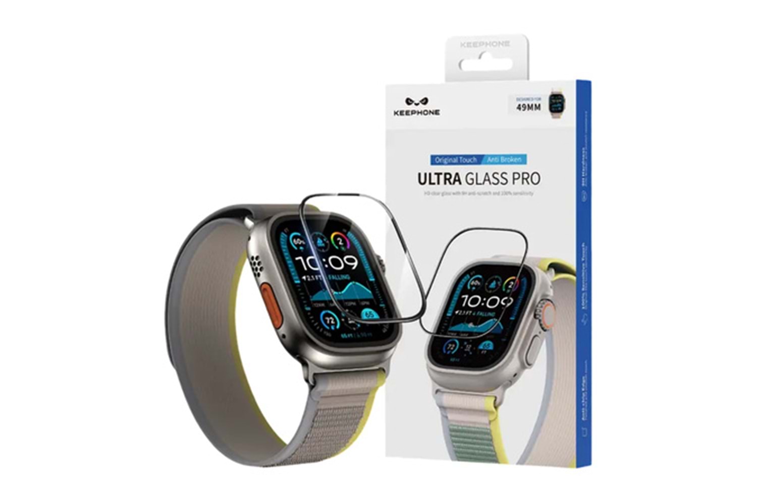 Keephone Apple Watch Ultra 49mm Ultra Glass Pro Saat Cam Ekran Koruyucu - Şeffaf