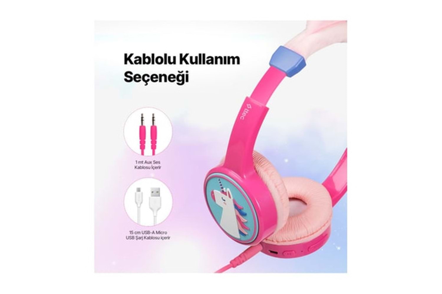 Ttec 2KM148UN SoundBuddy 2 Bluetooth Çocuk Kulaklığı Unicorn Pembe 24 Ay Garantili