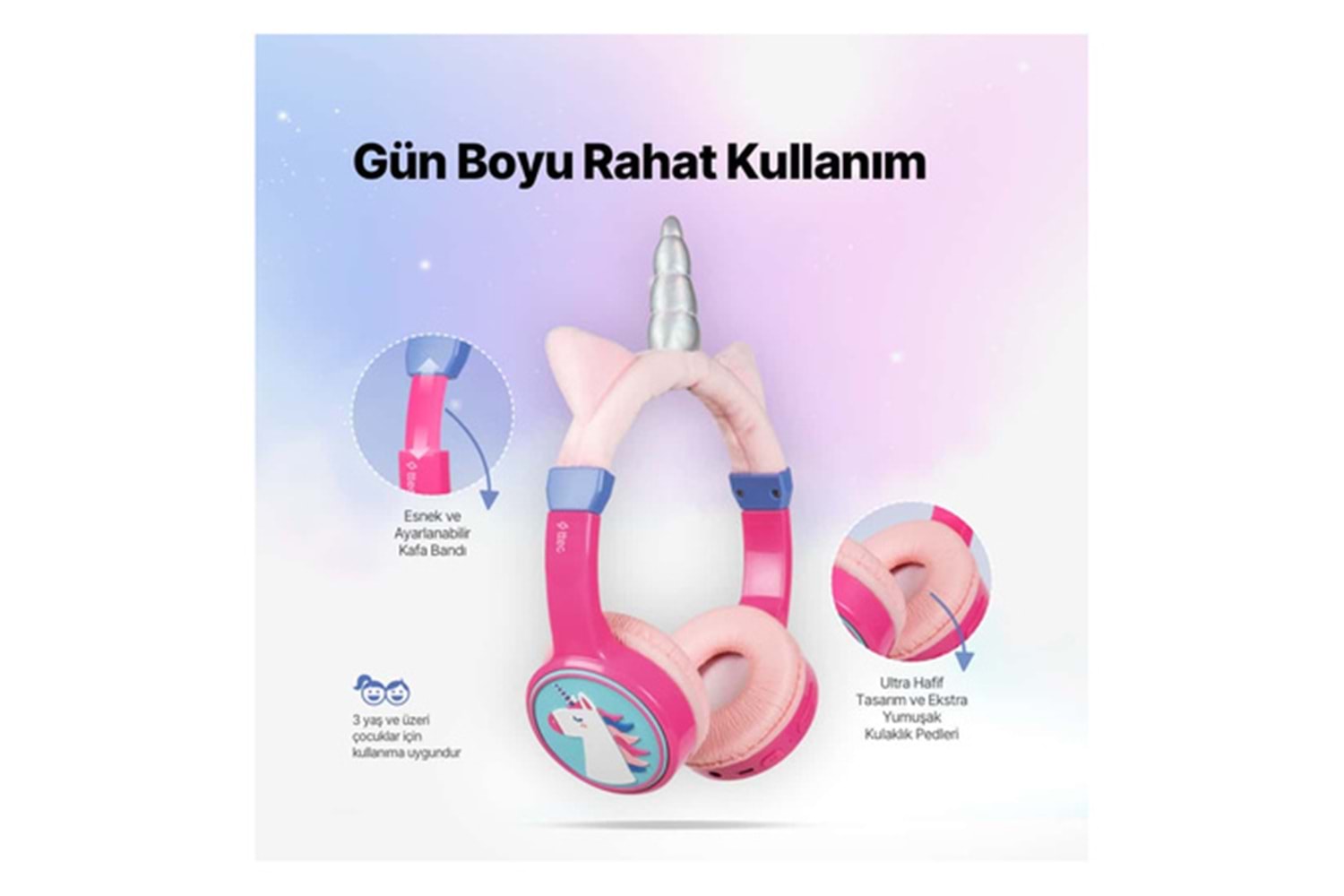 Ttec 2KM148UN SoundBuddy 2 Bluetooth Çocuk Kulaklığı Unicorn Pembe 24 Ay Garantili