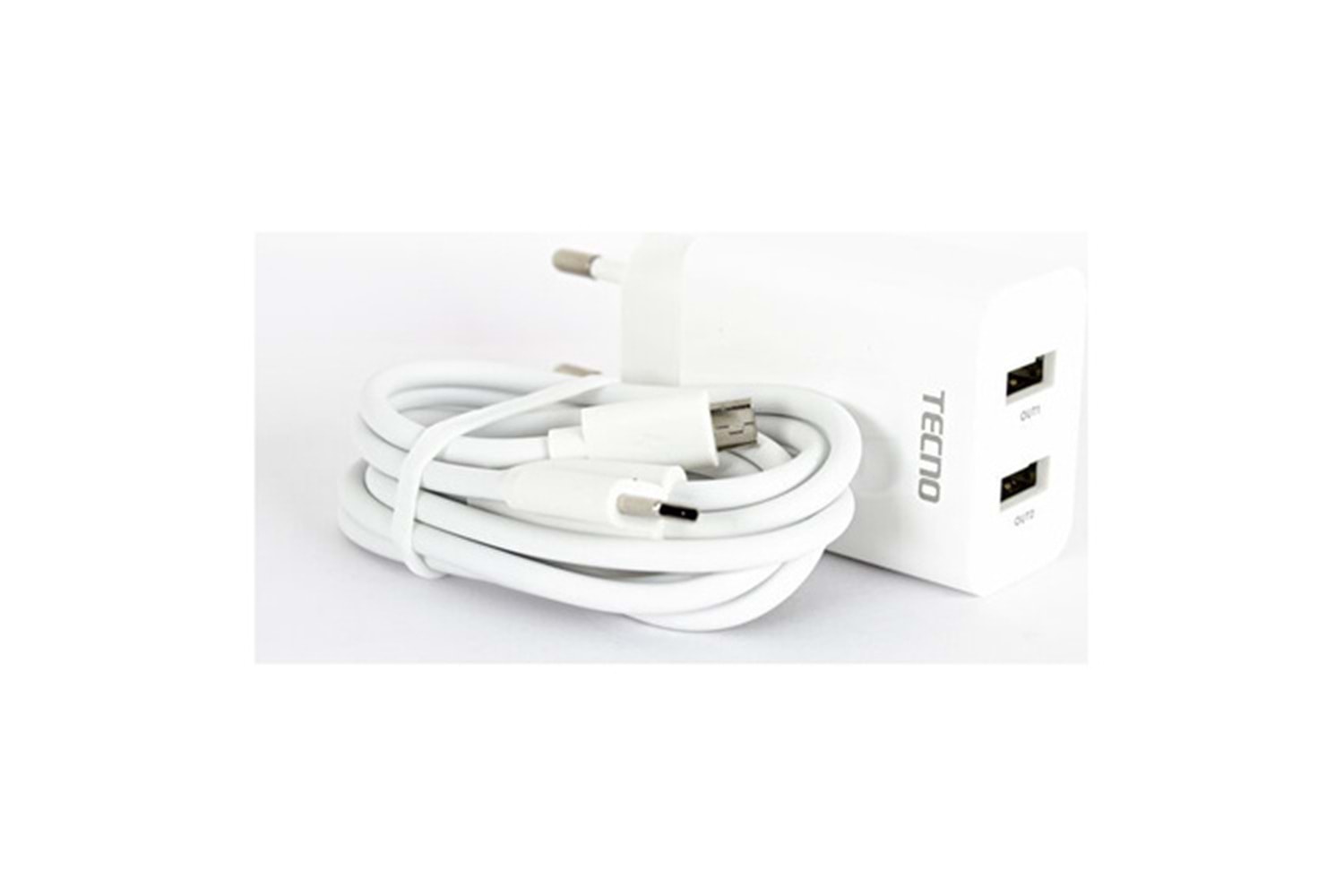 Tecno Çift UsbA Çıkışlı Şarj Aleti Type-C ve Micro TCW-E01D Beyaz 24 Ay Garantili