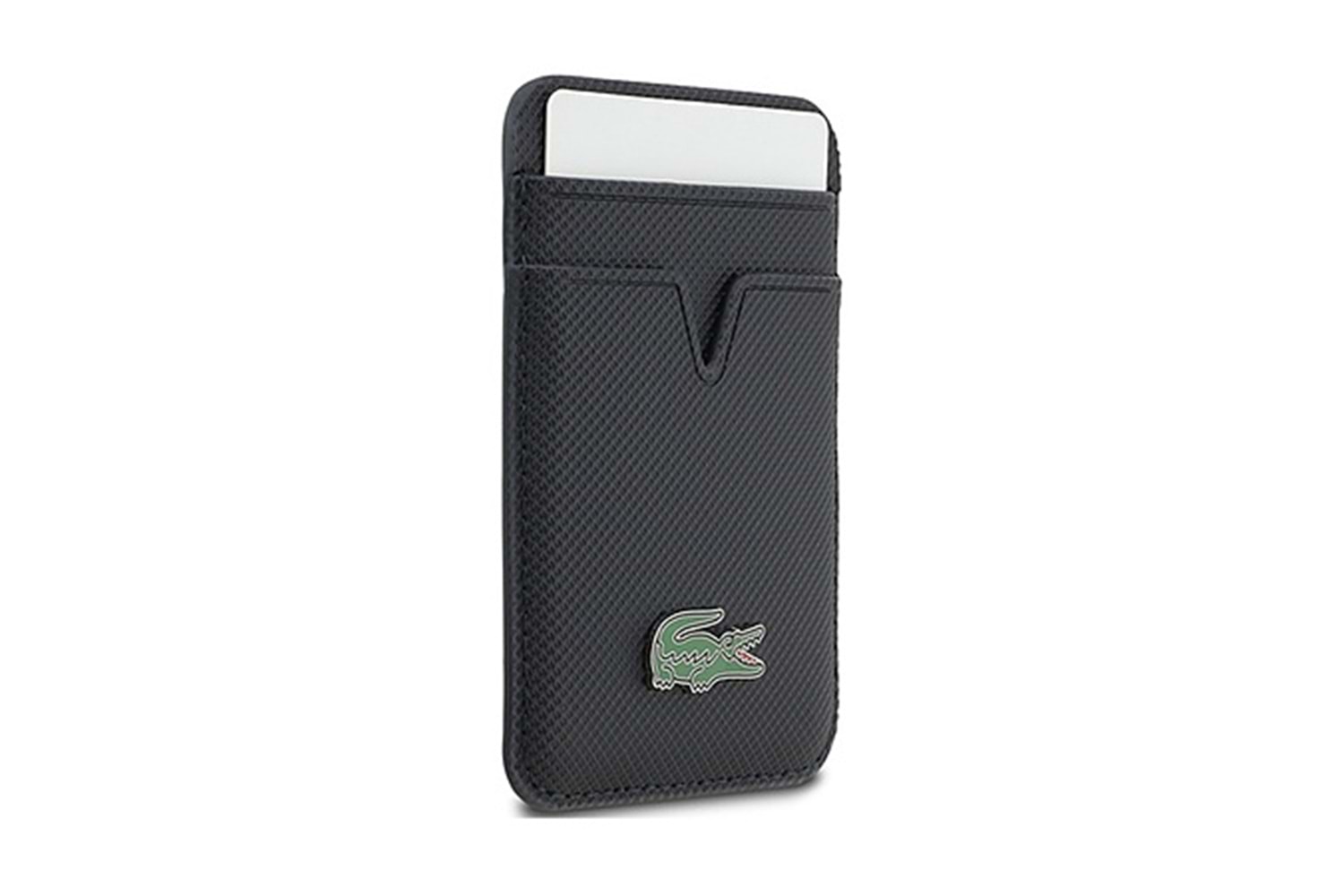 Lacoste Orjinal Lisanslı 2 Hazneli PU Pike Desenli İkonik Timsah Dokuma Logolu Magnetik Kartlık