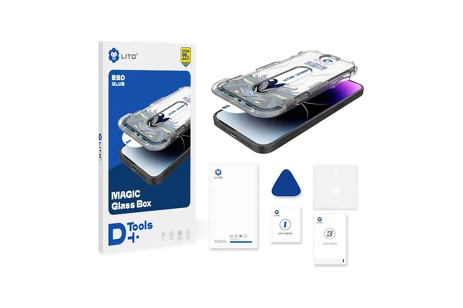LİTO D+ iPhone 15 Pro Uygulama Aparatlı Ekran Koruyucu
