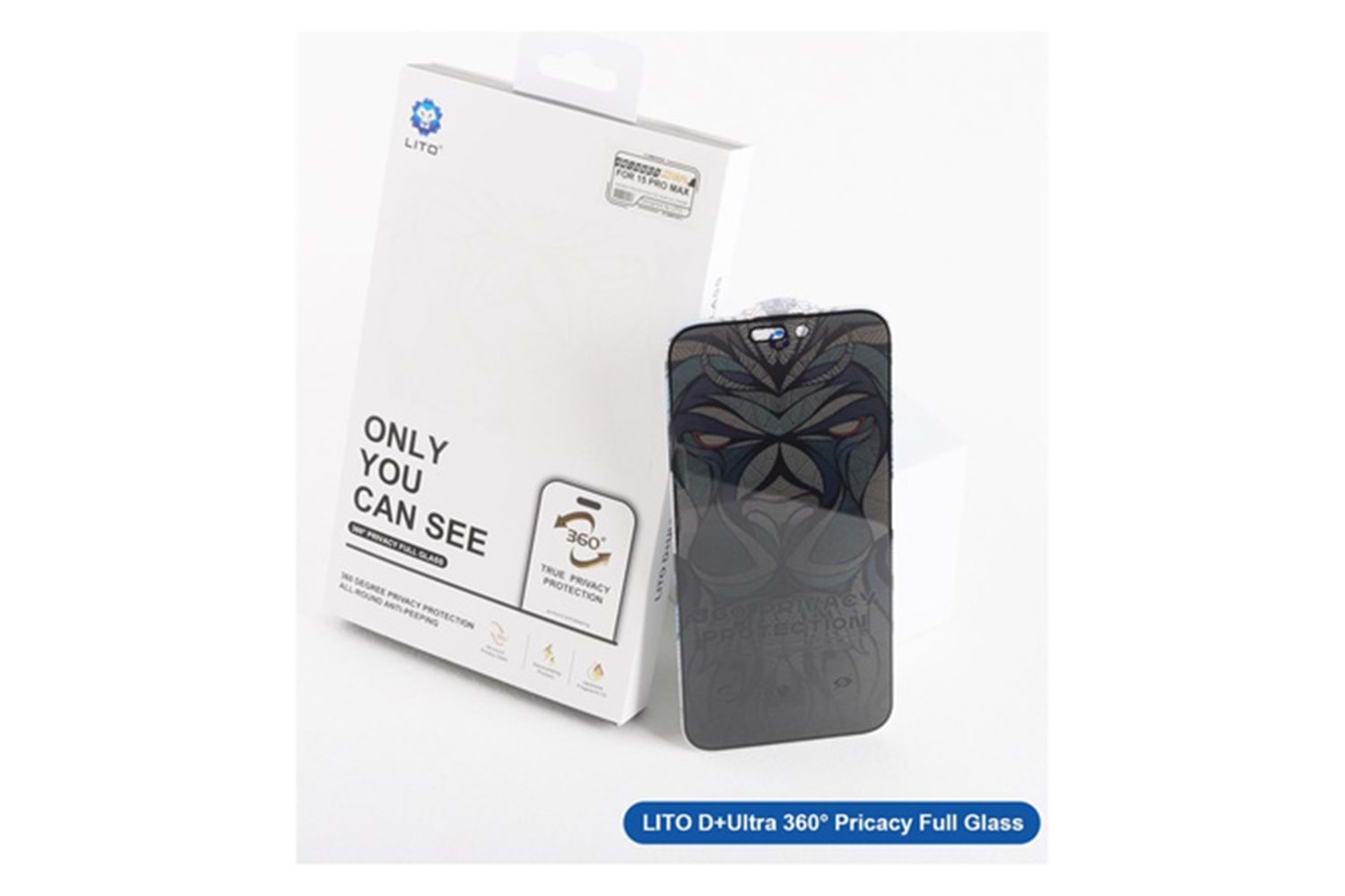 Lito D+ Ultra 360° Privacy Full Glass 14 Pro Max Ekran Koruyucu