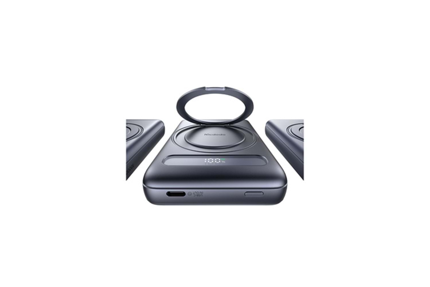 MC-8371 10000mAh - 20W Dahili 360° Halka Standlı Metal Ultra İnce Manyetik Powerbank