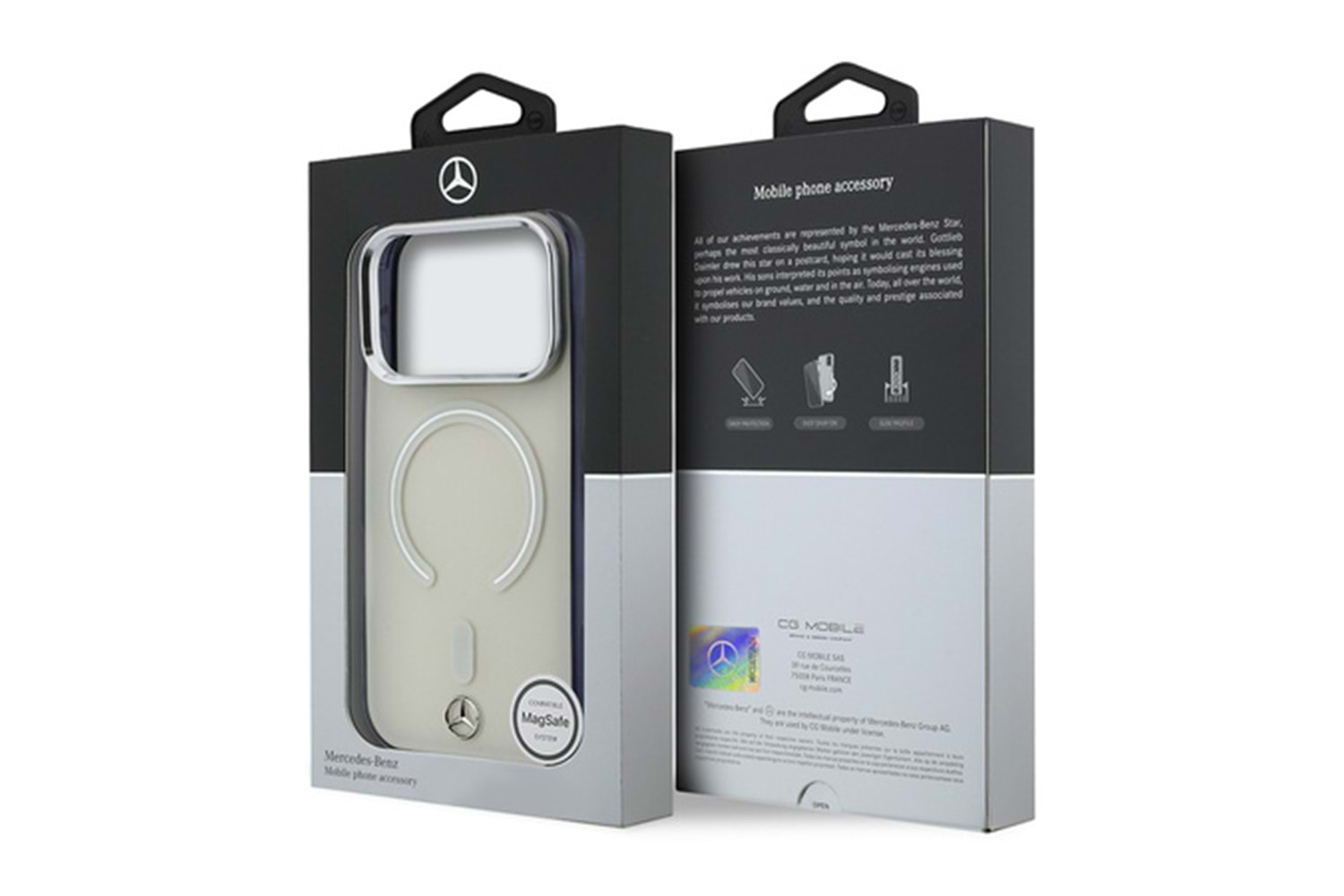Apple iPhone 17 Pro Max Kılıf Mercedes Benz Orjinal Lisanslı M-safe Şarj Özellikli Saydam Yüzey İkonik 3D Metal Logolu Kapak