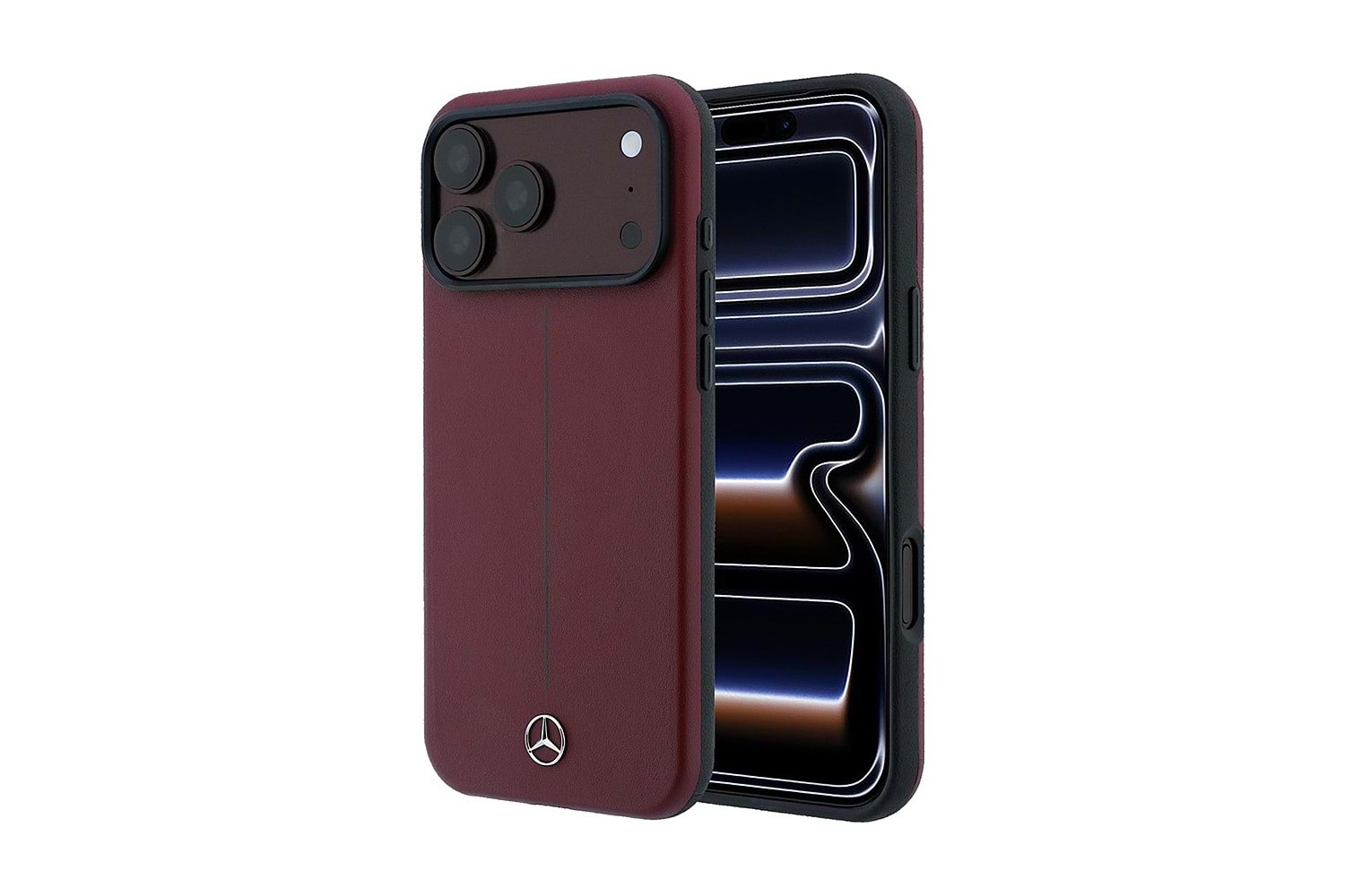 Apple iPhone 18 Pro Max Kılıf Mercedes Benz Orjinal Lisanslı M-safe Şarj Özellikli Metal Yıldız Logolu Kabartmalı Deri Kapak