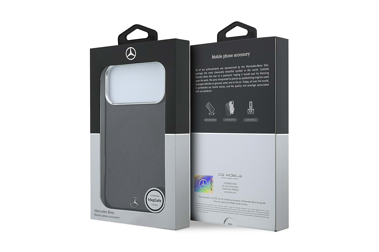 Apple iPhone 18 Pro Max Kılıf Mercedes Benz Orjinal Lisanslı M-safe Şarj Özellikli Metal Yıldız Logolu Kabartmalı Deri Kapak