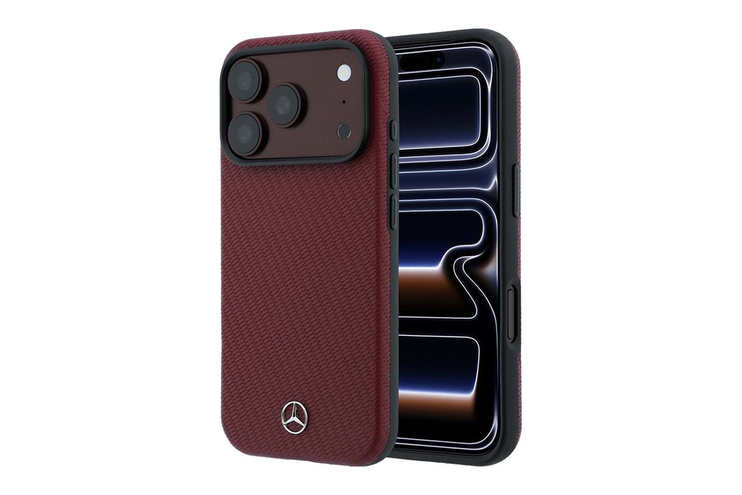 Apple iPhone 18 Pro Kılıf Mercedes Benz Orjinal Lisanslı M-safe Şarj Özellikli 3D Metal Logolu Wrap Wood Deri Kapak
