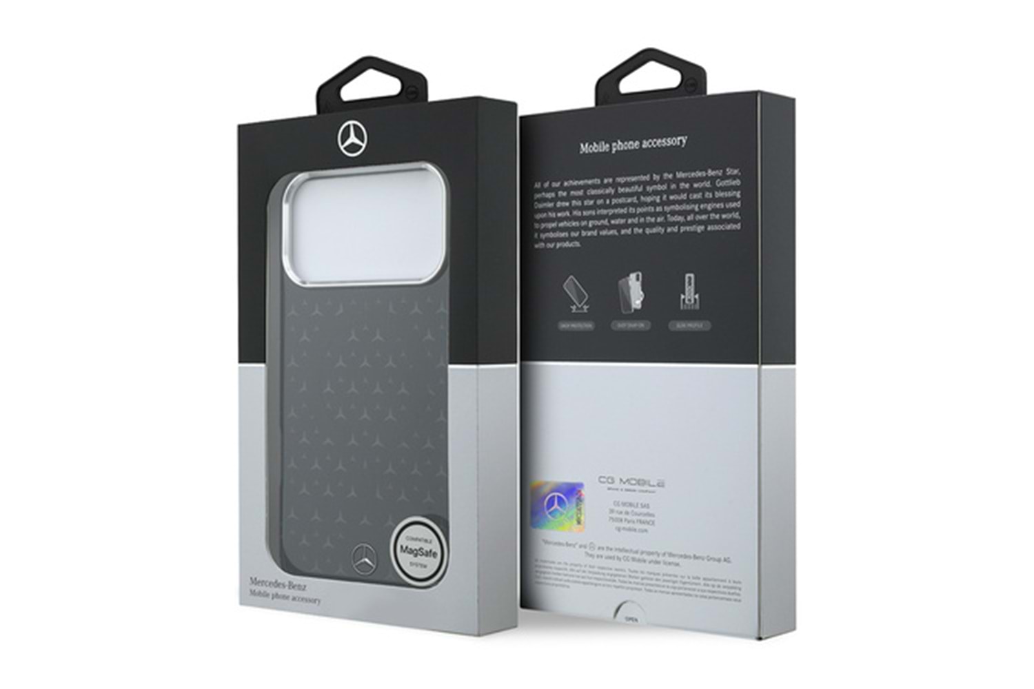 Apple iPhone 17 Pro Max Kılıf Mercedes Benz Orjinal Lisanslı M-Safe Şarj Özellikli Çift Katmanlı Yıldız Desenli Dizayn Kapak