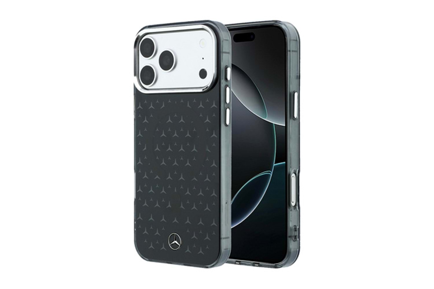 Apple iPhone 17 Pro Max Kılıf Mercedes Benz Orjinal Lisanslı M-Safe Şarj Özellikli Çift Katmanlı Yıldız Desenli Dizayn Kapak