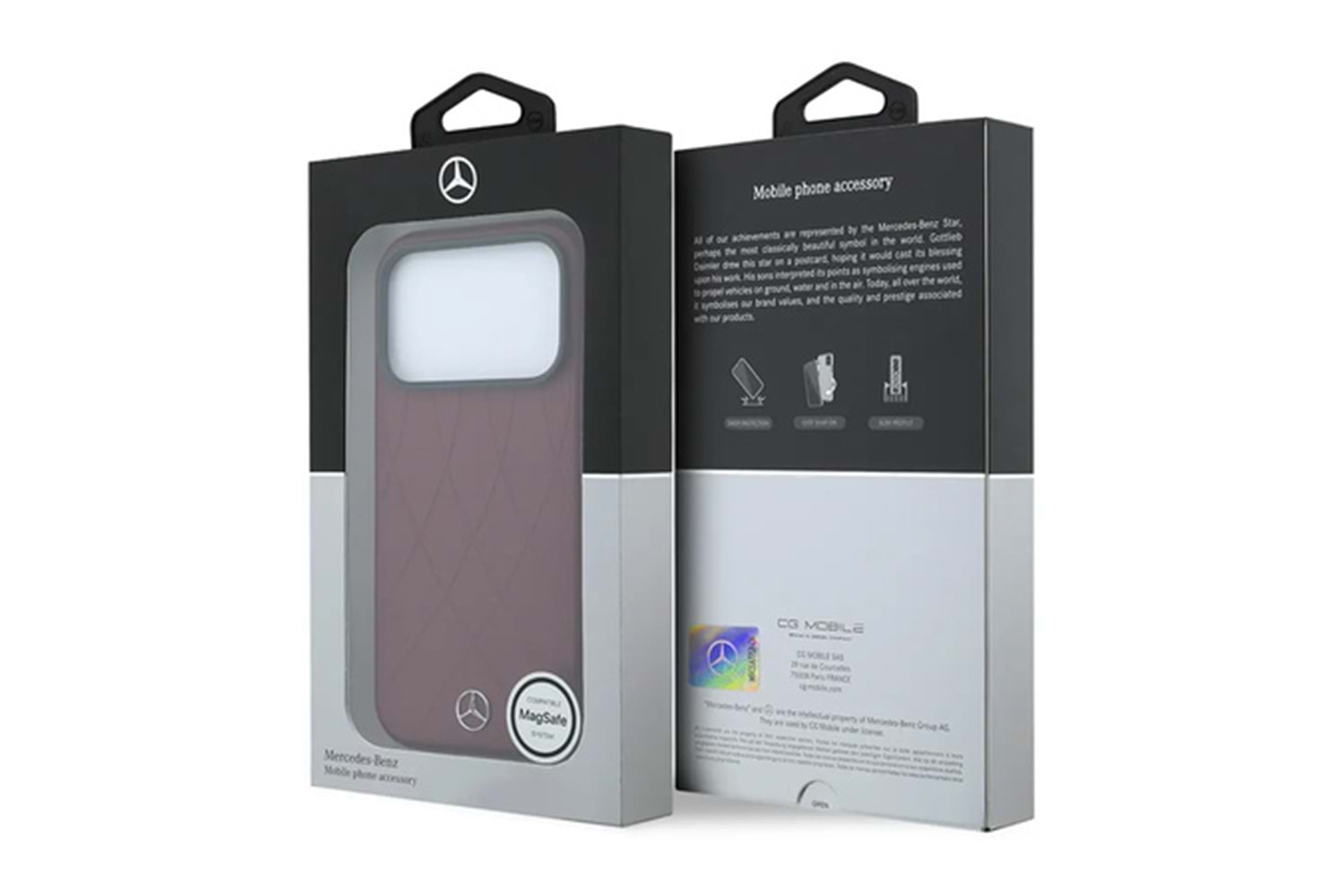 Apple iPhone 18 Pro Max Kılıf Mercedes Benz Orjinal Lisanslı M-safe Şarj Özellikli 3D Metal Logolu Crossed Lines Kapak