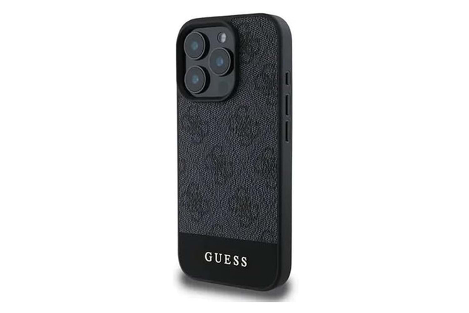 GUESS HC MAGSAFE PU 4G RING CLASSIC LOGO BLACK IP15 PRO MAX VE 15 PRO