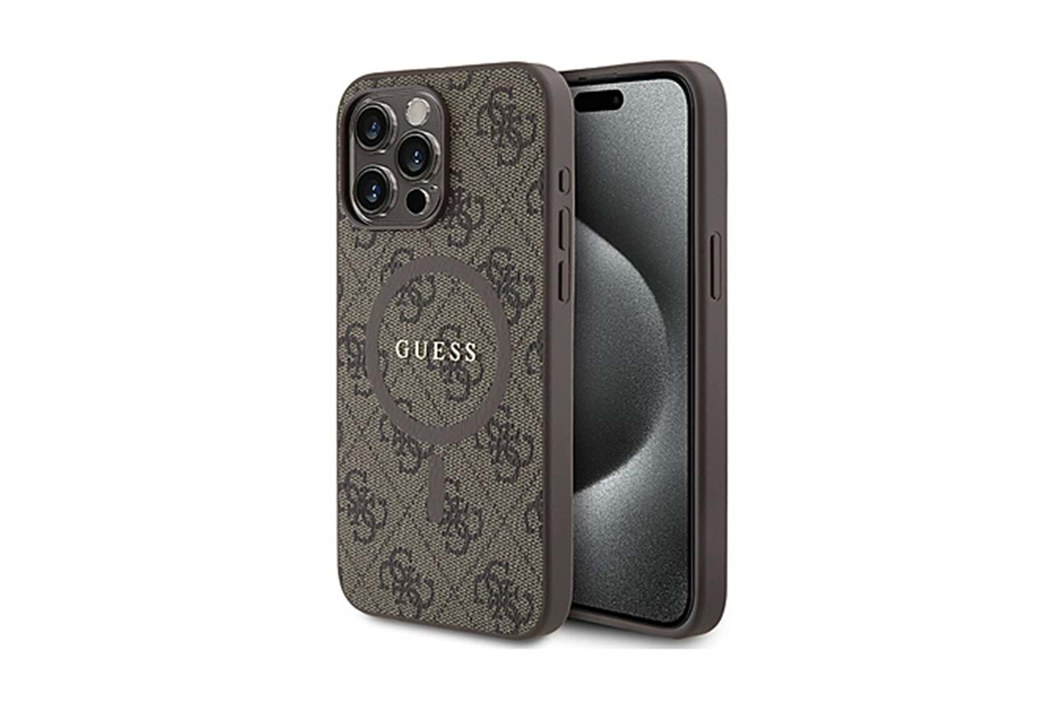 GUESS HC MAGSAFE PU 4G RING CLASSIC LOGO IP15 SERİSİ
