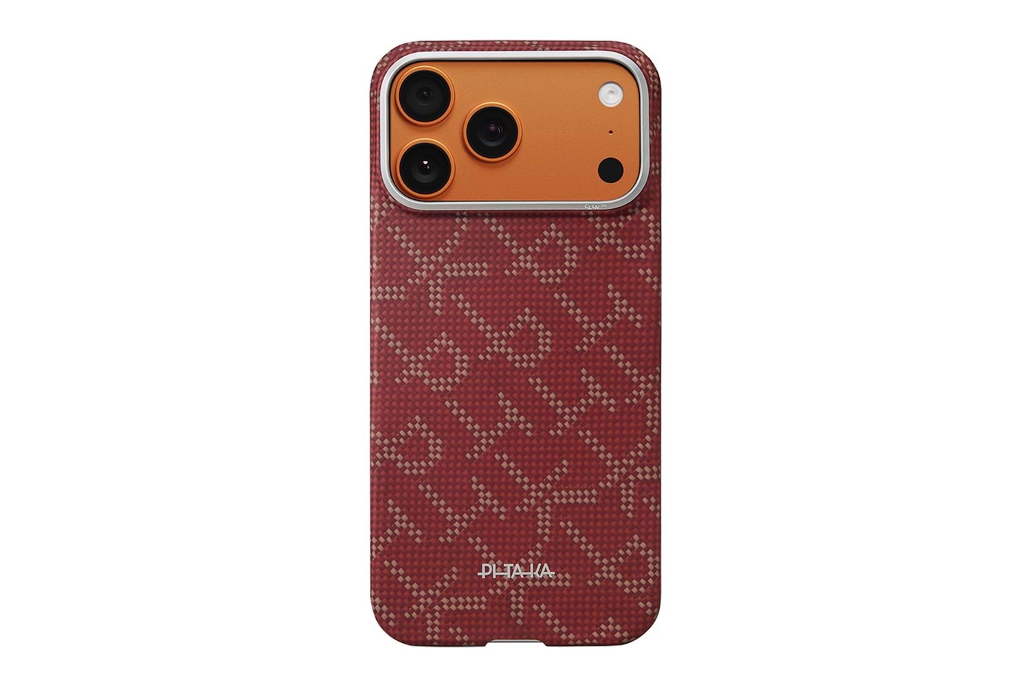 Apple iPhone 17 Pro Max Kılıf M-safe Şarj Özellikli Aramid Fiber Pitaka Tactile Woven Monogram Serisi Kapak