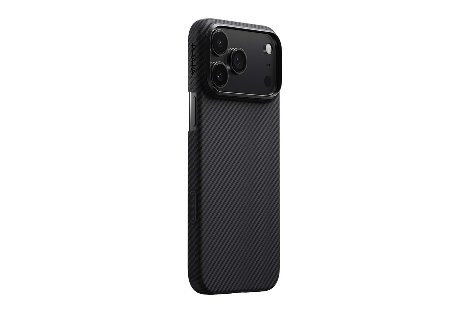 Apple iPhone 17 Pro Kılıf M-safe Şarj Özellikli 1500D Aramid Fiber Pitaka Ultra-Slim Classic Serisi Black-Grey Twill Kapak