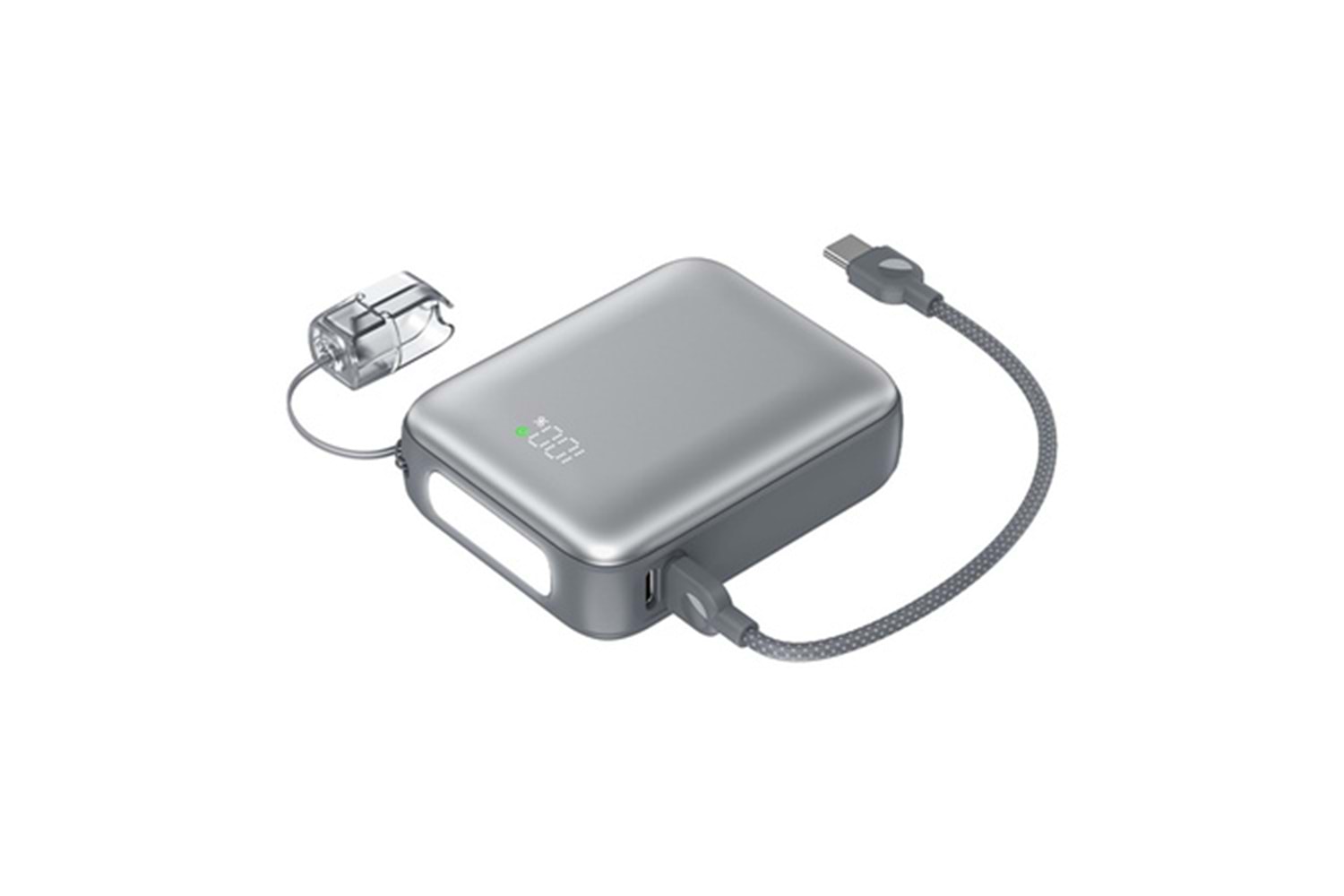 SHAZA Nexa Serisi 10.000 Mah Kendinden Kablolu Powerbank - Gri
