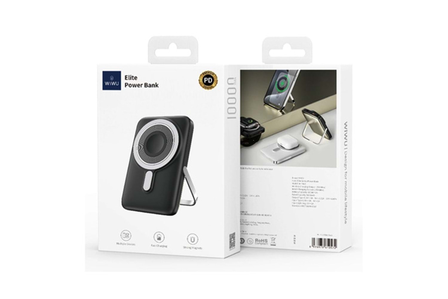 Wiwu Wi-P018 Elite Serisi Led Ekranlı M-safe Powerbank Wireless 15W 10000mAh