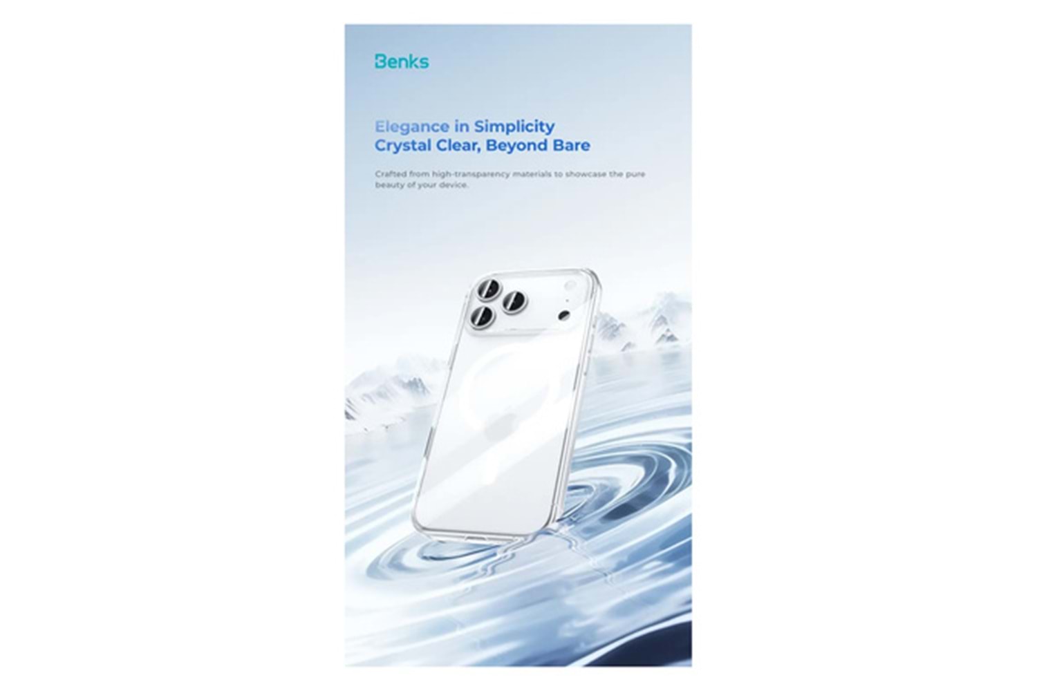 Benks iPhone 17 Pro Max Uyumlu Kılıf M-safe Şarj Özellikli Crystal Serisi Sert PC Şeffaf Kapak