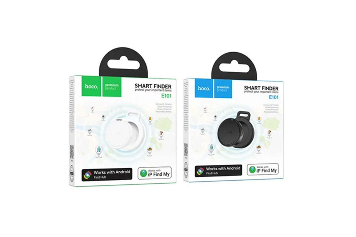 Hoco. E101 Dual Intelligent Apple Find My ve Google Find My Özellikli Anti-Lost Takip Cihazı - Siyah