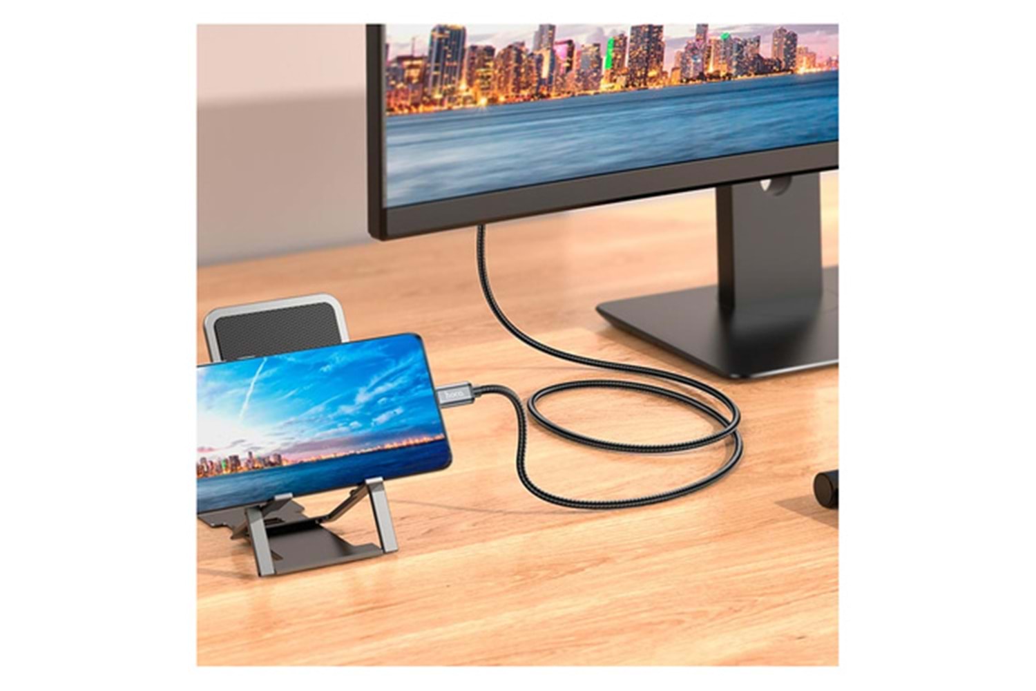 Hoco. UA27 2M Tak Çalıştır Type-C to HDMI Dönüştürücü - Gri