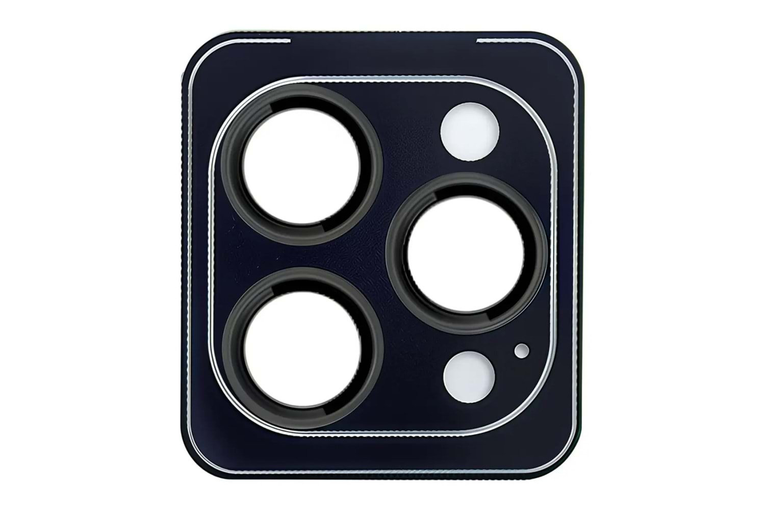 URR Apple iPhone 15 Titanium Alloy AR Kamera Lens Koruyucu - Mavi-Siyah