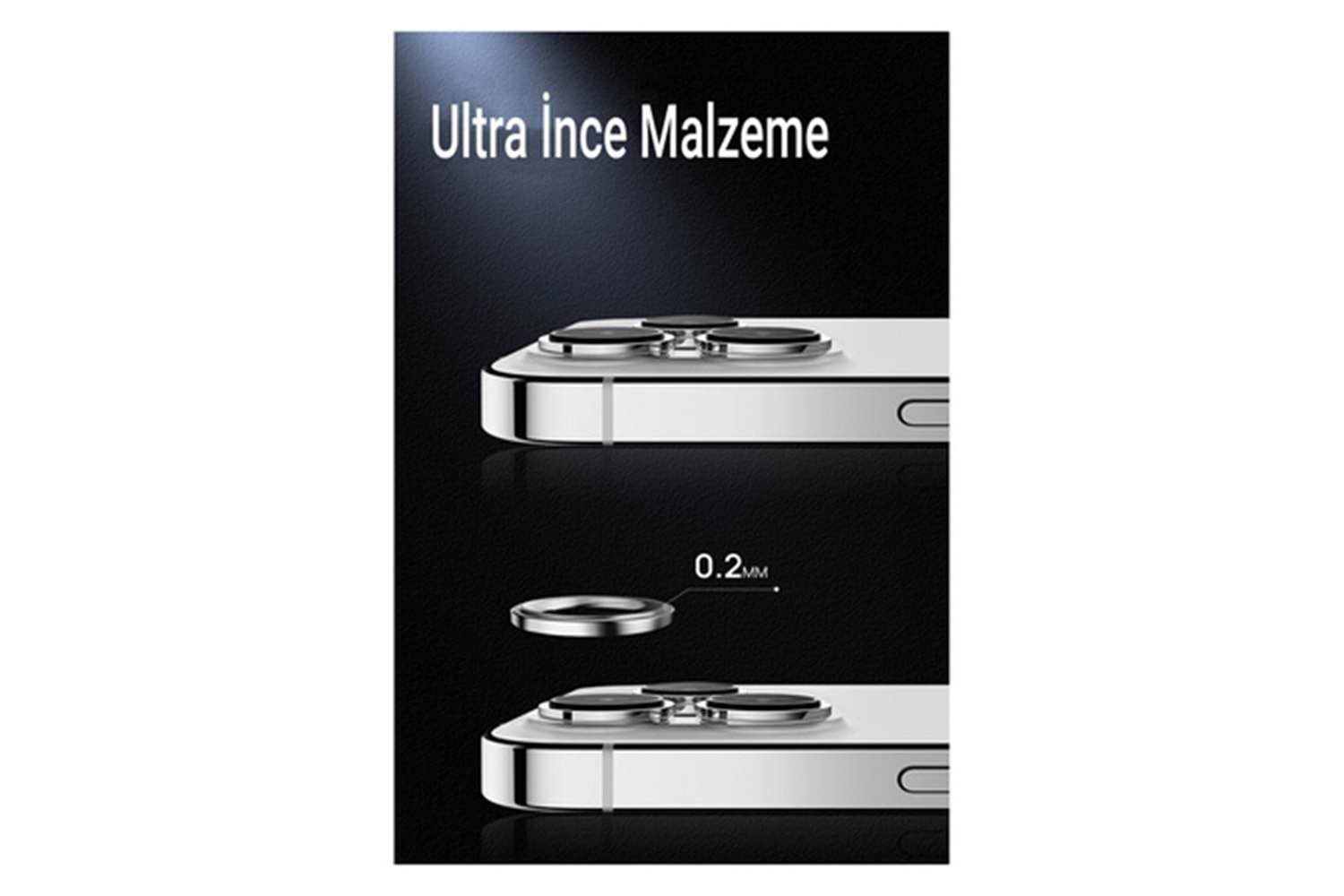 URR Apple iPhone 15 Titanium Alloy AR Kamera Lens Koruyucu - Mavi-Siyah
