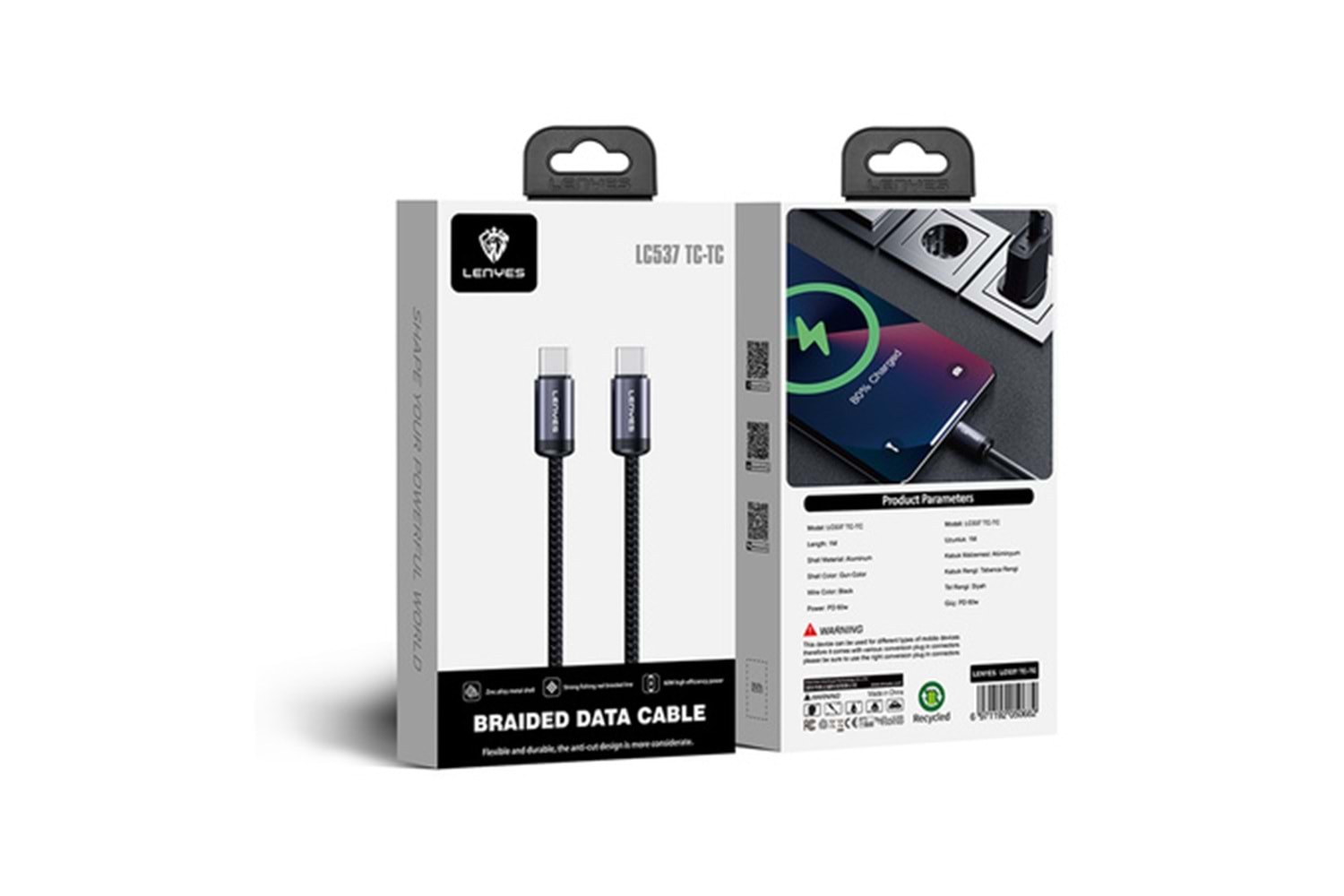 Lenyes LC537 Braided Data Cable 60W TC-TC Gun