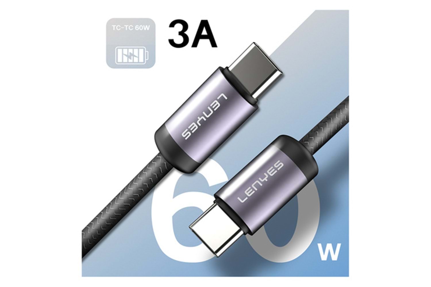 Lenyes LC537 Braided Data Cable 60W TC-TC Gun