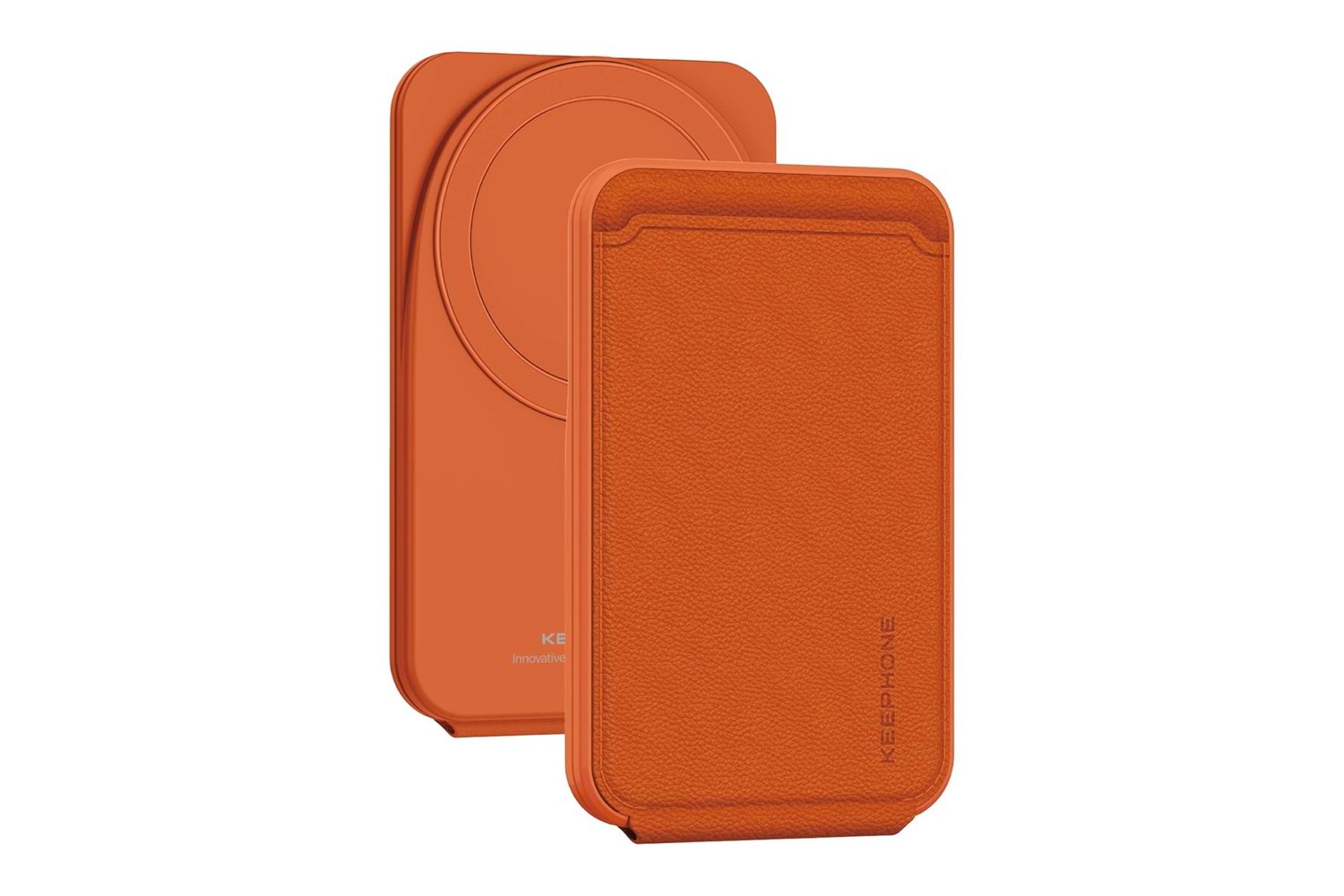 Keephone MagFold Deri Manyetik Cüzdan - Turuncu / Mavi
