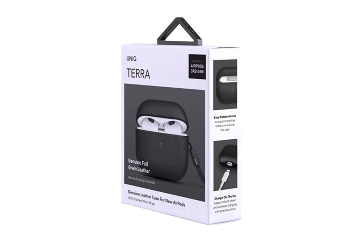 Uniq Airpods 3 (3.nesil) Terra Genuine Deri Kılıf - Siyah-Kahve